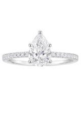1 carat Pear Cut Moissanite Ring