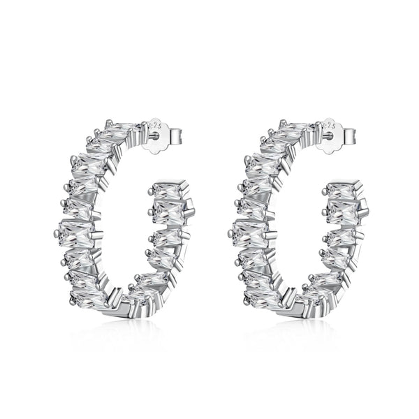 Diamond Simulated Hoop Earrings