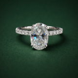 4.5 carat Oval Double claw Moissanite ring set