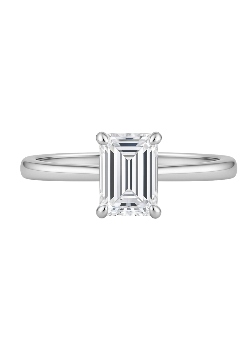 2 Carat Emerald Cut Solitaire Moissanite ring