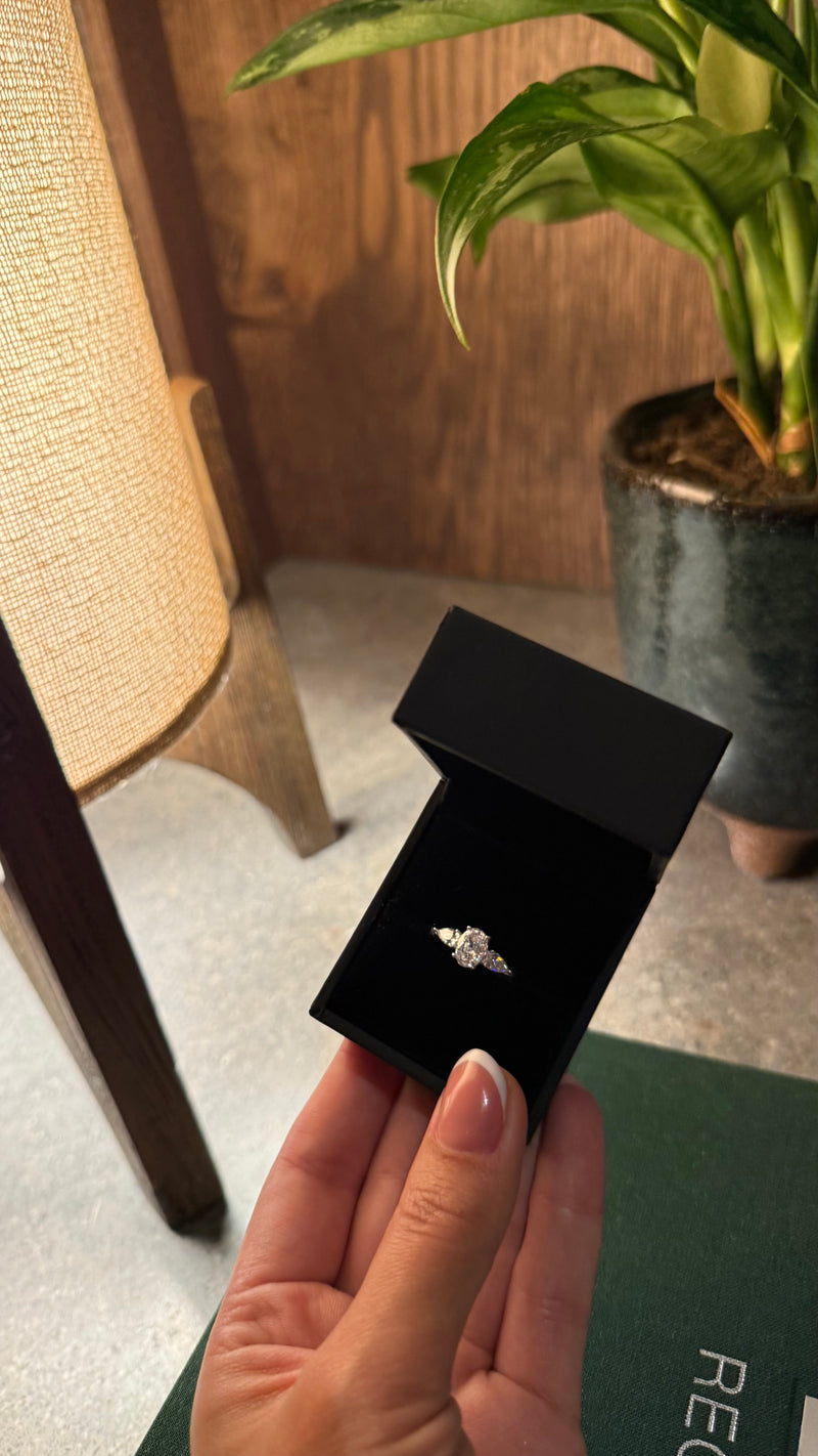 Elena Ring – Oval Cut Three-Stone Design