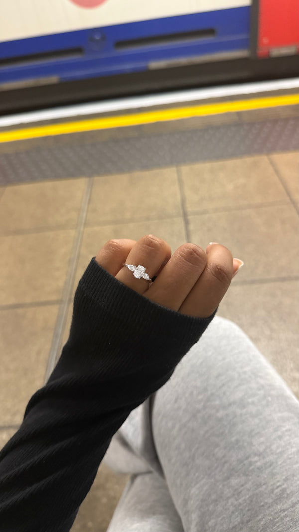 Elena Ring – Oval Cut Three-Stone Design