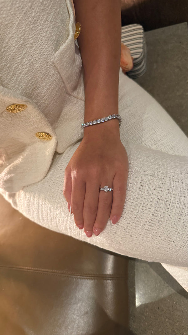 Elena Ring – Oval Cut Three-Stone Design