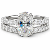 4.5 carat Oval Double claw Moissanite ring set