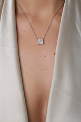 3 ct SQUARE RADIANT DIAMOND SIMULATED NECKLACE