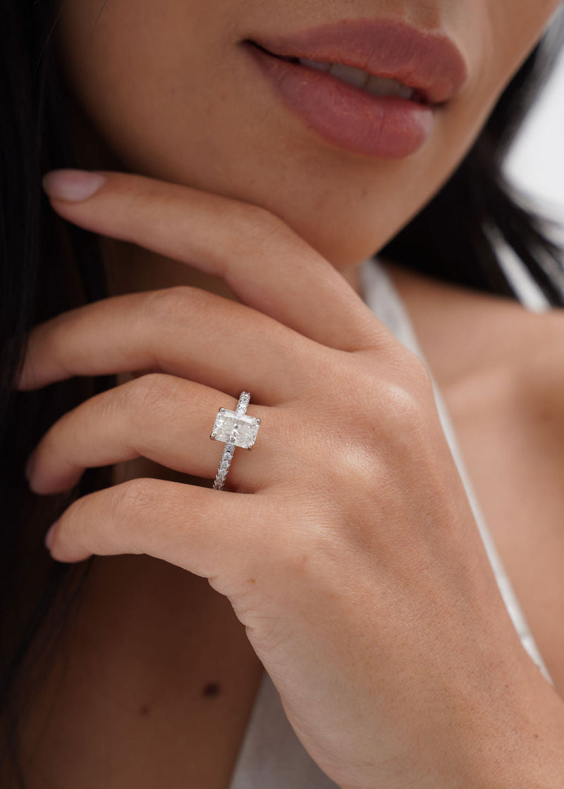 2 Carat Radiant Cut Moissanite ring