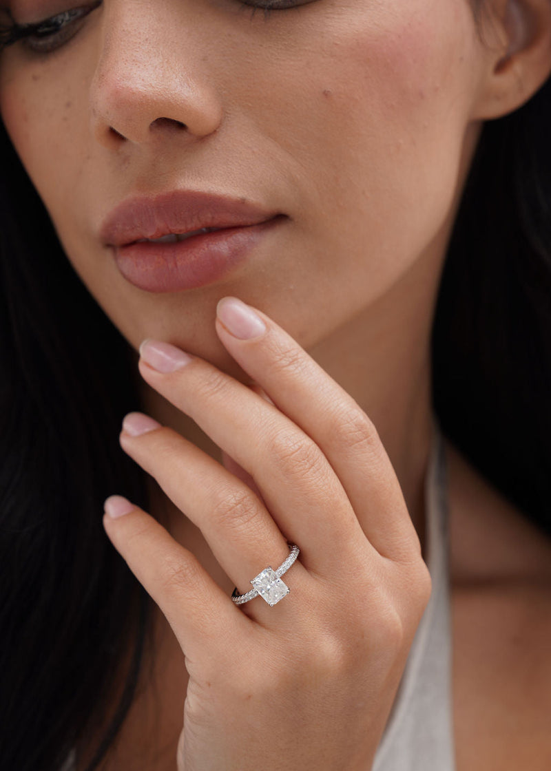 2 Carat Radiant Cut Moissanite ring