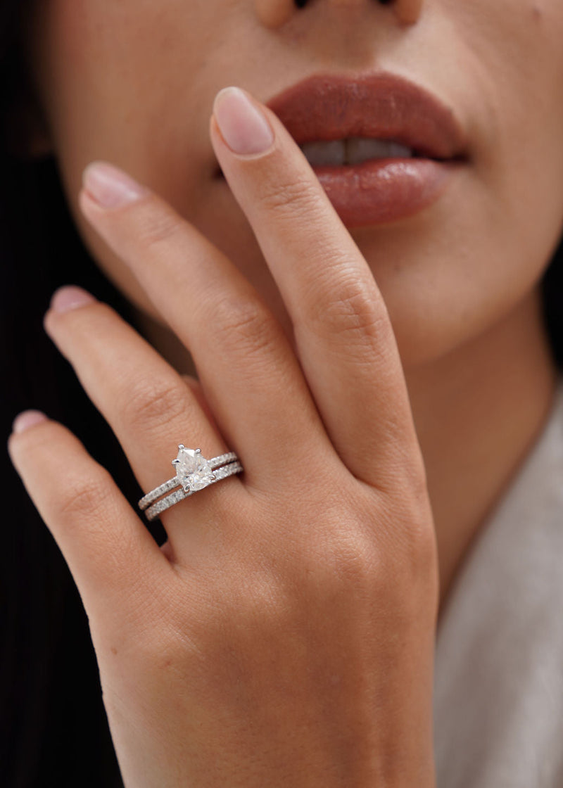 1 carat Pear Cut Moissanite Ring
