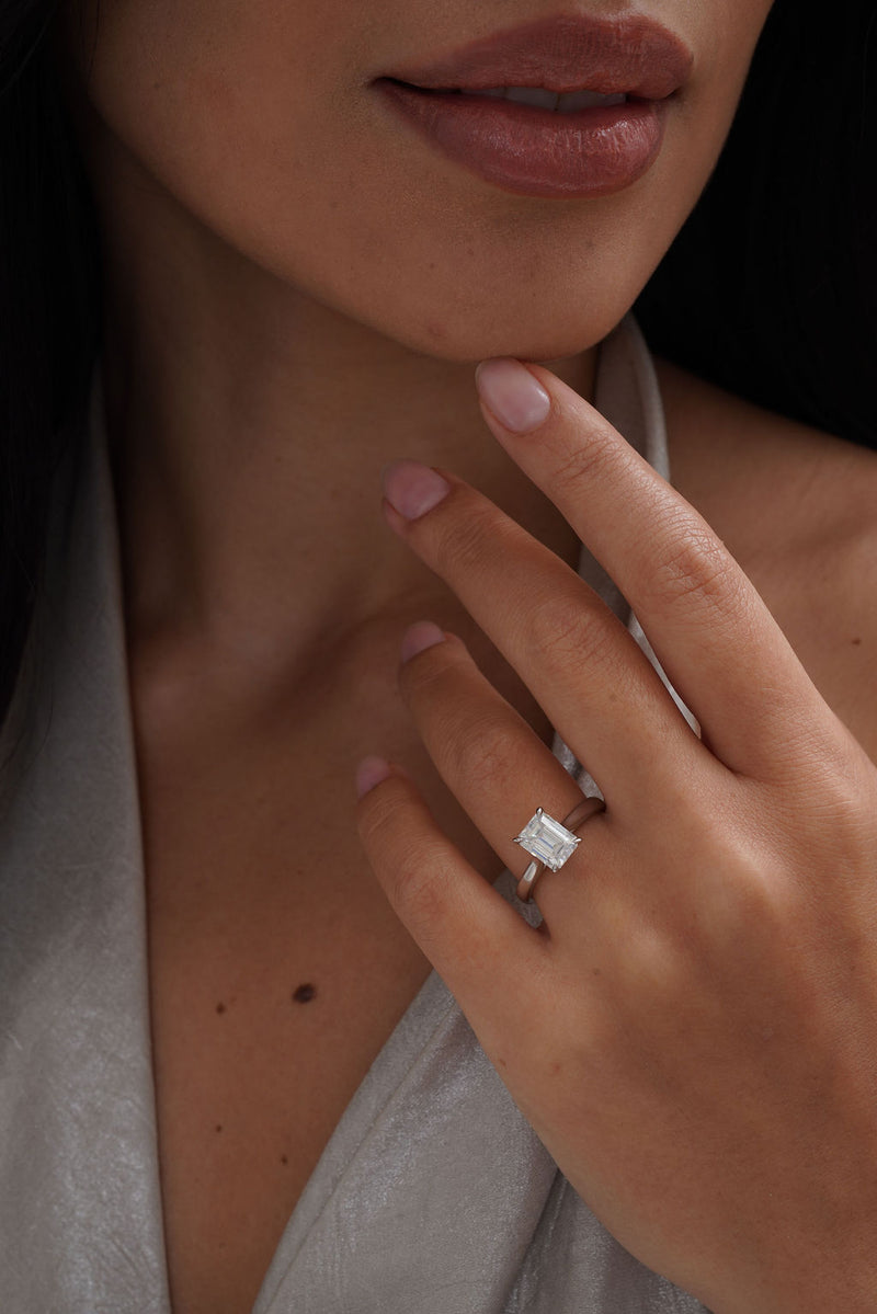 2 Carat Emerald Cut Solitaire Moissanite ring