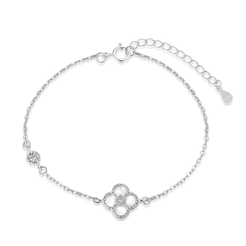 Silver sales clover bracelet