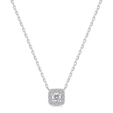 1 ct PETITE SQUARE HALO DIAMOND SIMULATED NECKLACE GOLD