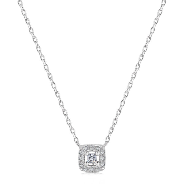 1 ct PETITE SQUARE HALO DIAMOND SIMULATED NECKLACE GOLD